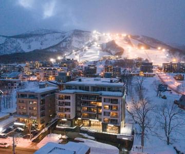 Night city view from Chatrium Niseko Japan